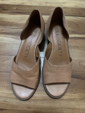 Sole Society Tan D'Orsay Open-Toe Mules